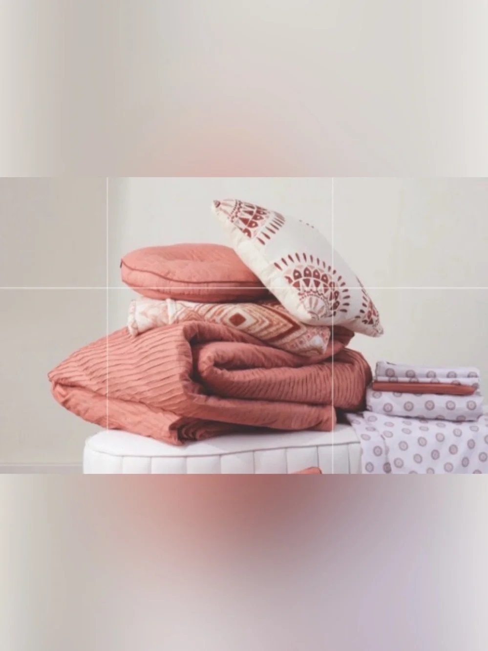 New Nicole Miller 10 Piece Canyon Clay Coral Queen Comforter Set